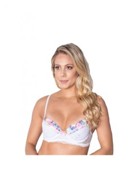 Sutiã Click Chique Básico Pala Estampada Branco Menor preço em Sutiã Click Chique Básico Pala Estampada Branco