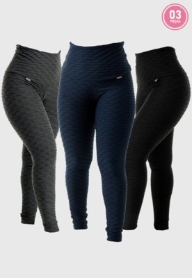 KIT 2 LEGGINGS CINTURA ALTA LEVANTA BUMBUM BOLHA - Compre Agora