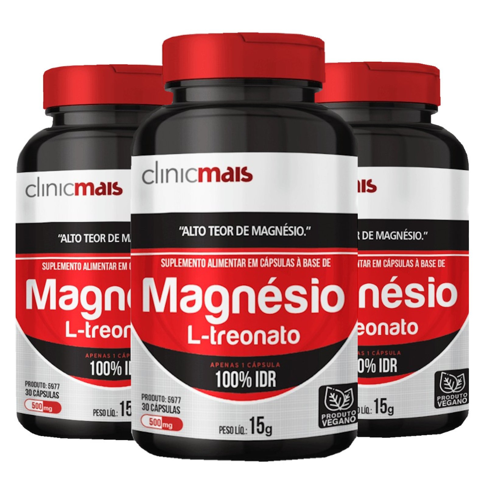 Magnésio L-Treonato Vegano 100% IDR 500mg Kit com 3 - Compre Agora