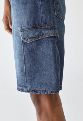 Bermuda Jeans Colcci Reta Cargo Azul
