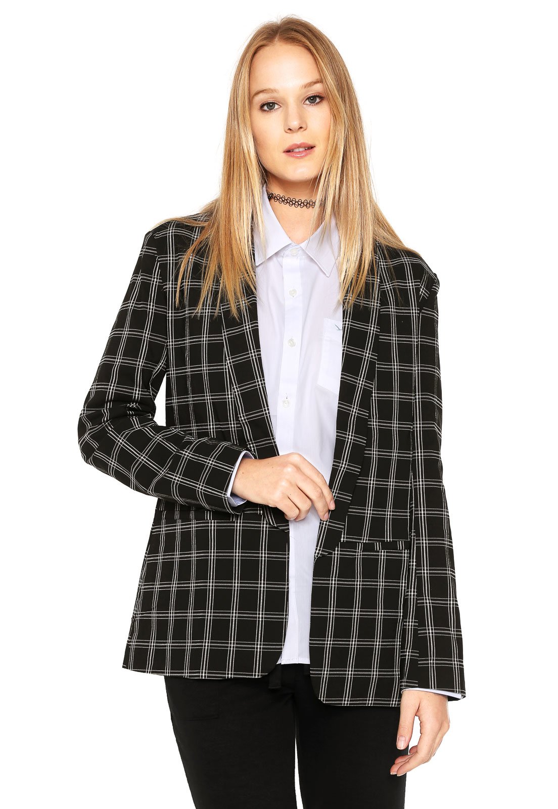 casaco xadrez feminino colcci