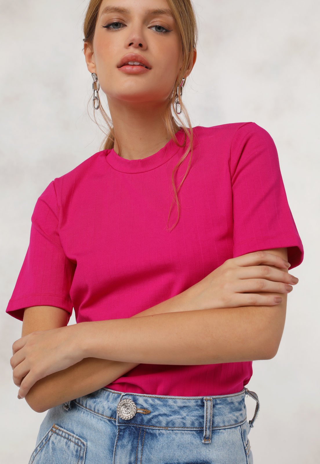 Blusa Colcci Canelada Rosa