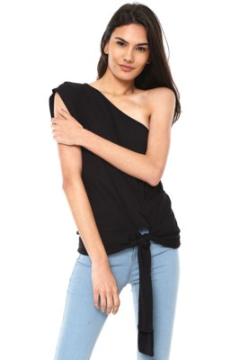 Blusa Colcci Ombro Único Preta Menor preço em Blusa Colcci Ombro Único Preta