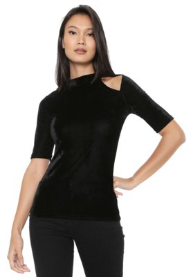 Blusa Colcci Veludo Preta Menor preço em Blusa Colcci Veludo Preta