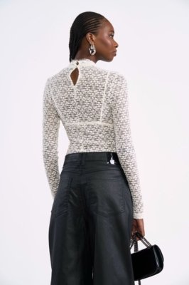 Blusa Slim de Renda Manga Longa Colcci Off Shell