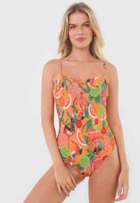 Body Colcci Estampado Laranja Menor preço em Body Colcci Estampado Laranja