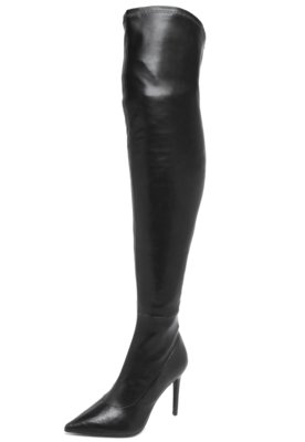 bota over the knee couro preta