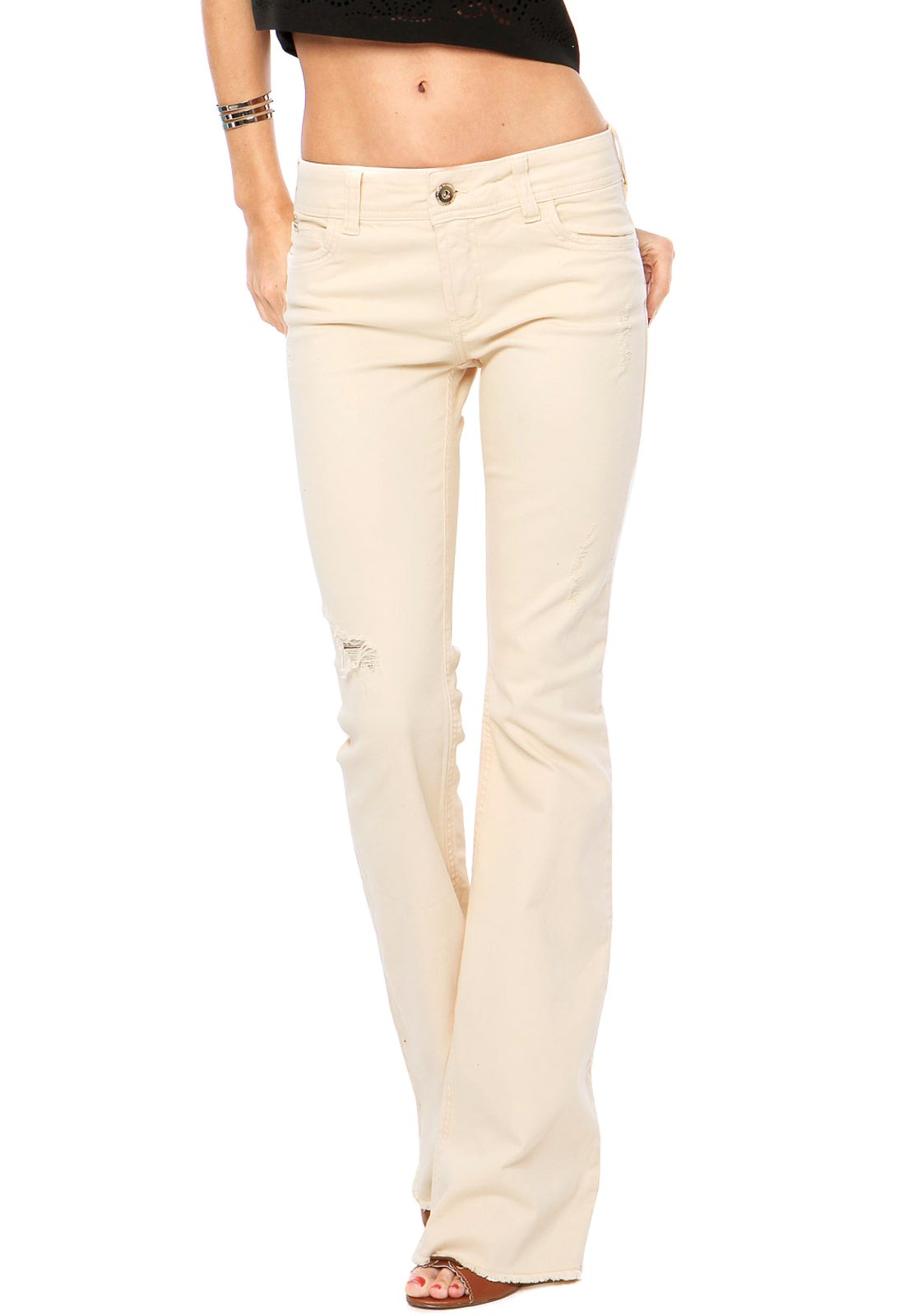 Women's Beige Flare Jeans