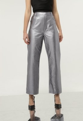 Calça Colcci Reta Metalizada Prata
