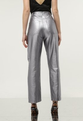 Calça Colcci Reta Metalizada Prata
