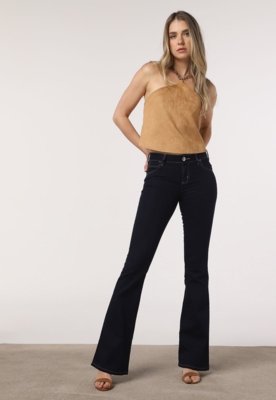 Calça Jeans Colcci Flare Lisa Azul-Marinho