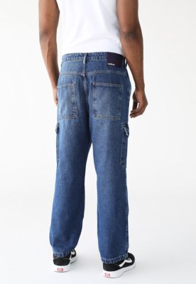 Calça Jeans Colcci Reta Cargo Loose Azul