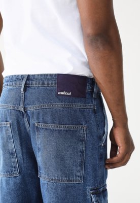 Calça Jeans Colcci Reta Cargo Loose Azul