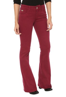 Calça Sarja Colcci Flare Color Vinho Menor preço em Calça Sarja Colcci Flare Color Vinho