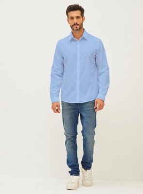 Camisa Linho Relax Colcci Azul Skey