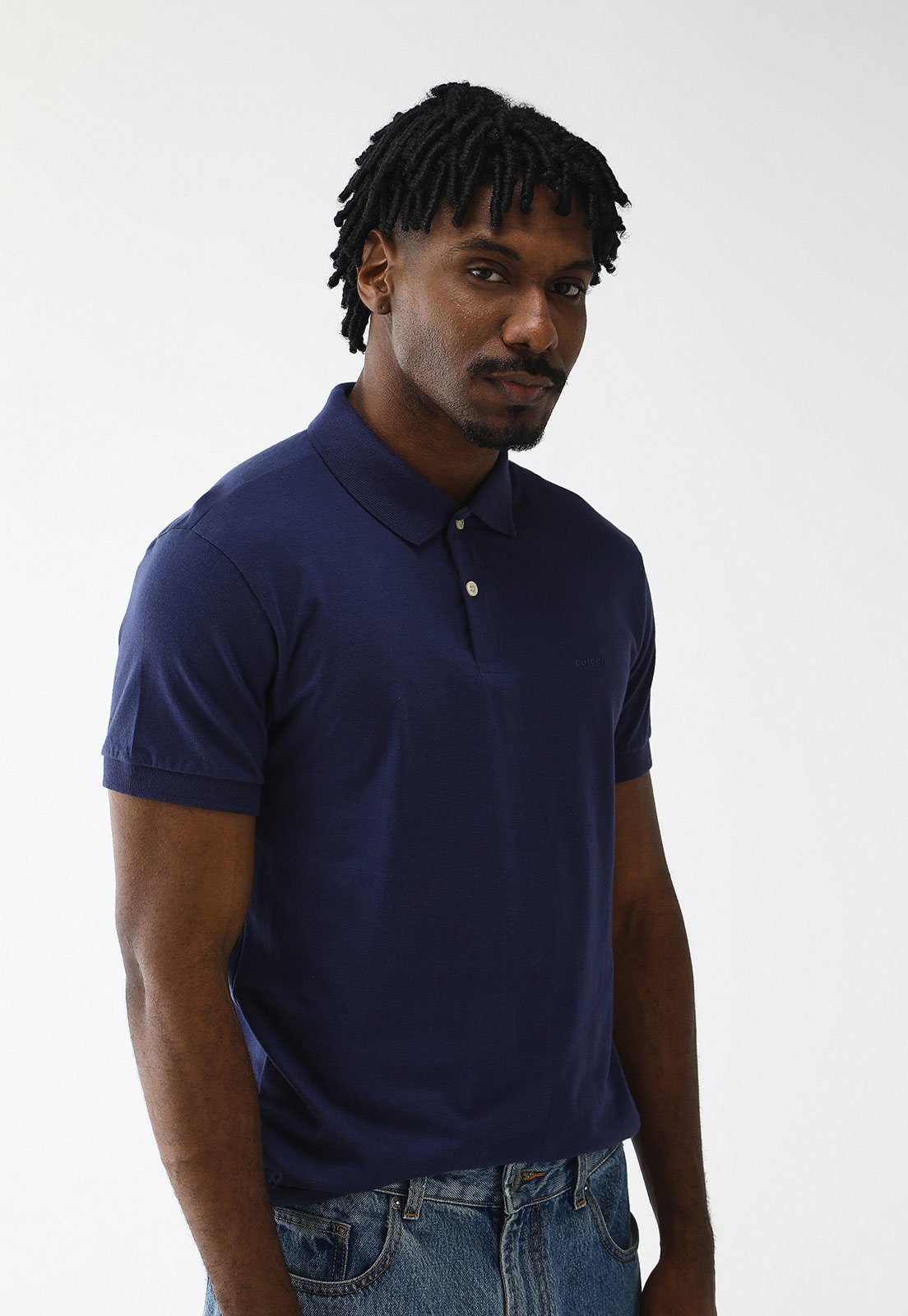 Camisa Polo Colcci Logo Azul