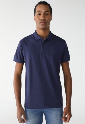 Camisa Polo Colcci Reta Logo Azul
