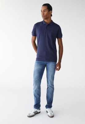 Camisa Polo Colcci Reta Logo Azul