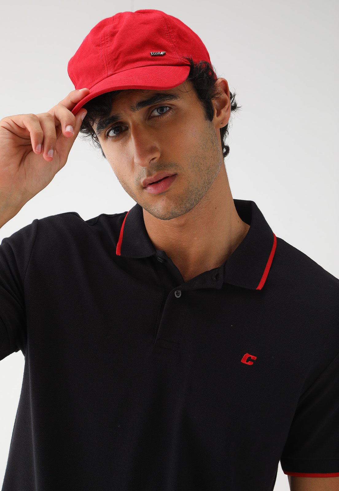 Camisa Polo Colcci Reta Logo Preta