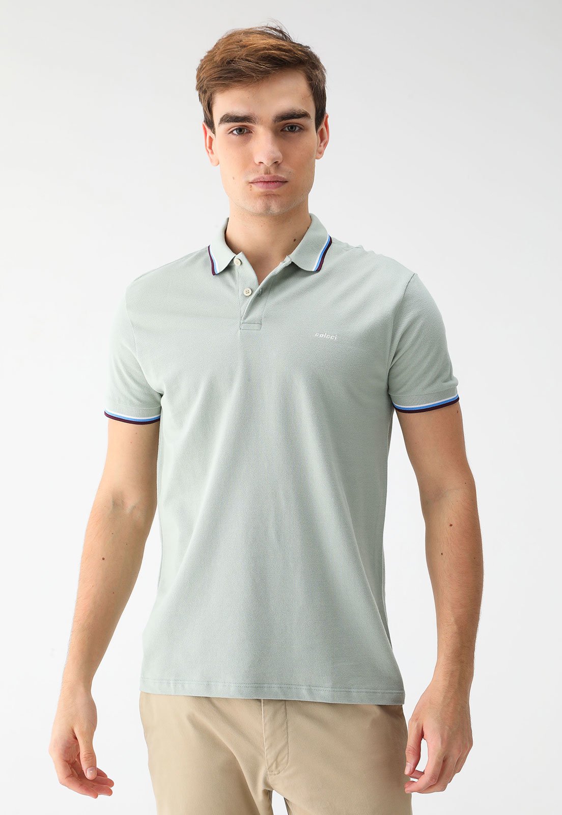 Camisa Polo Colcci Reta Logo Verde