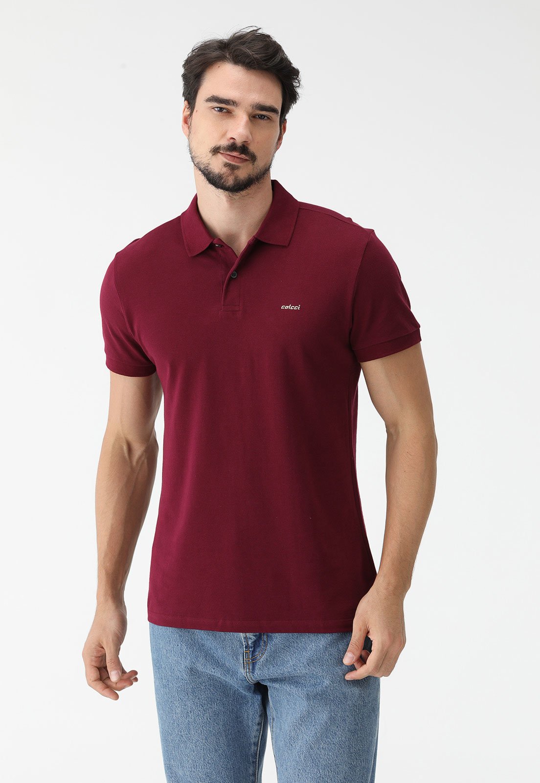 Camisa Polo Colcci Reta Logo Vinho