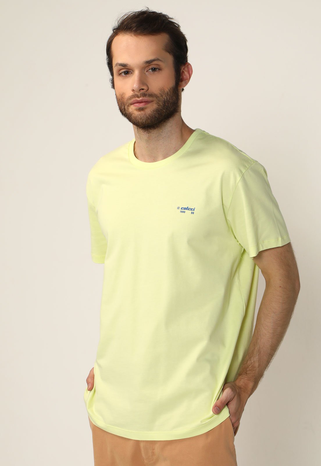 Camiseta Colcci Masculina Hello Sunny Amarela