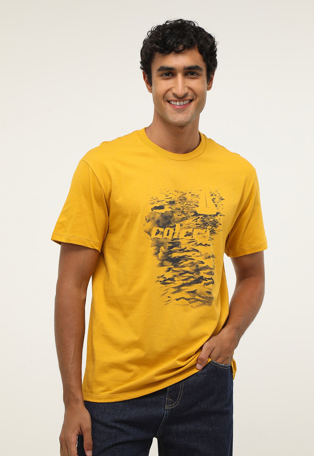 Camiseta Colcci Masculina Hello Sunny Amarela