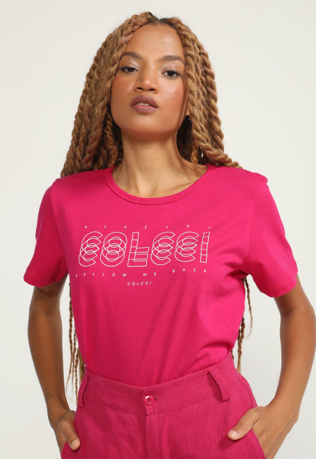 Camiseta Colcci Logo Rosa