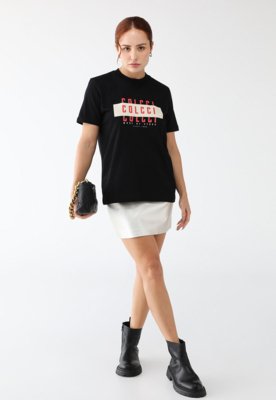 Camiseta Colcci Reta Logo Preta