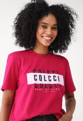 Camiseta Colcci Reta Logo Rosa