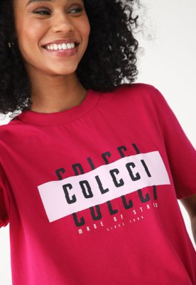 Camiseta Colcci Reta Logo Rosa