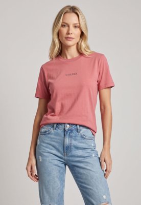 Camiseta Feminina Colcci Logo Rosa