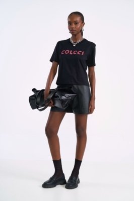 Camiseta Manga Curta com Lettering Colcci Preto
