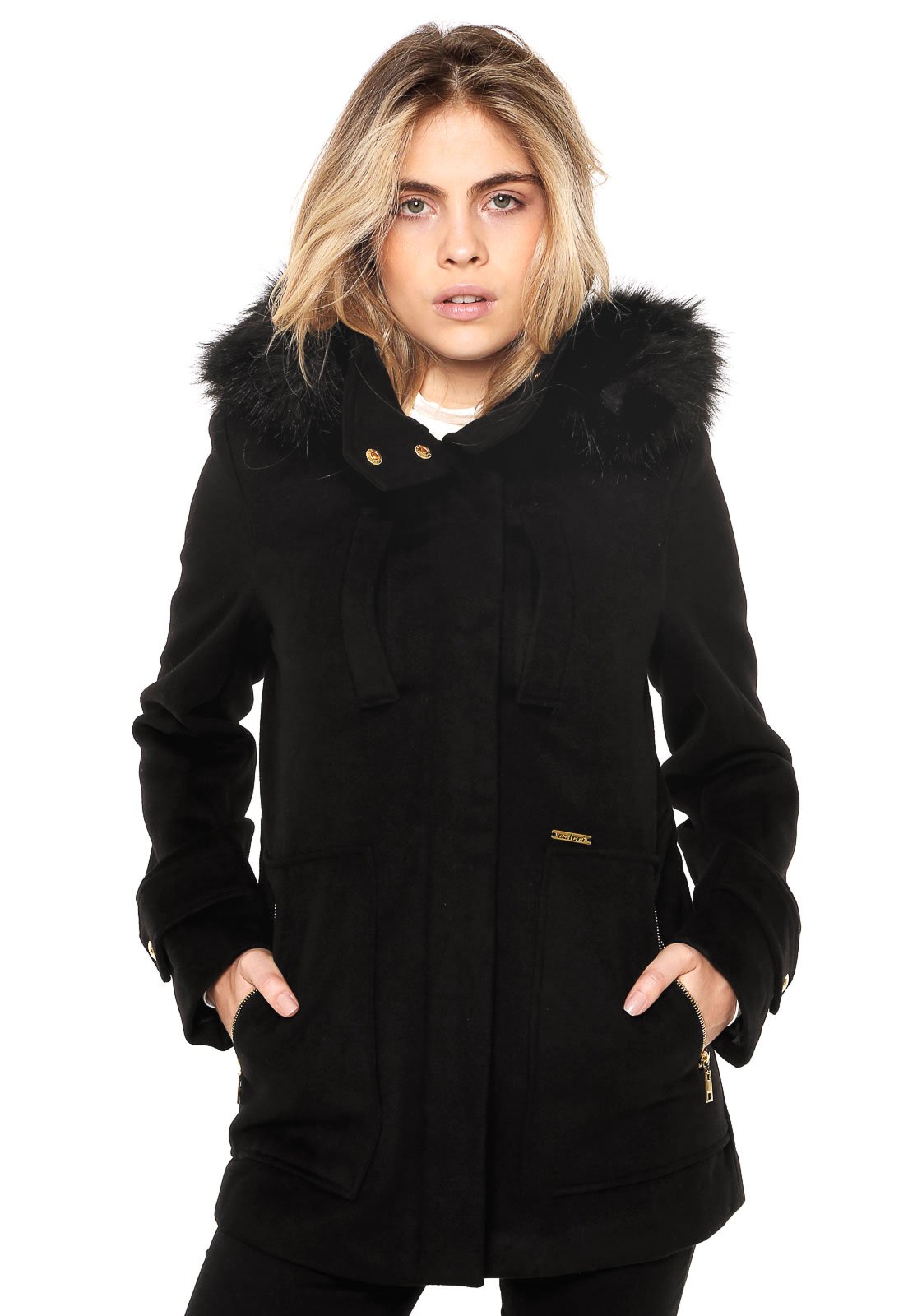 casaco preto feminino com capuz
