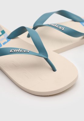 Chinelo Masculino Colcci Arpoador Azul e Bege