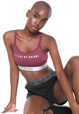 Top Colcci Fitness Logo Vinho Menor preço em Top Colcci Fitness Logo Vinho