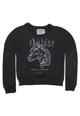 Menor preço em Blusa de Moletom Colcci Fun Menina Unicórnio Preta