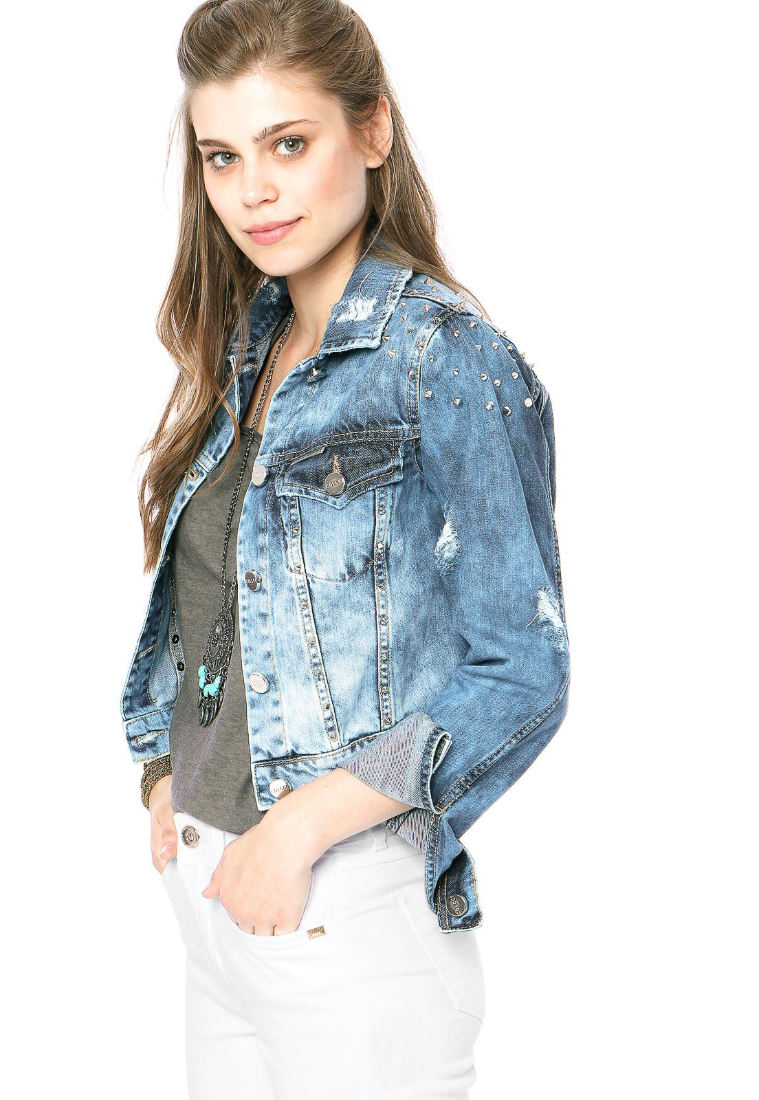 jaqueta jeans slim feminina