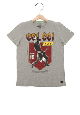 Camiseta Colcci Kids Rock Cinza Menor preço em Camiseta Colcci Kids Rock Cinza