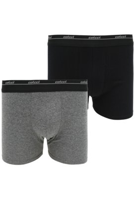 Kit 2pçs Cueca Colcci Boxer Logo Preto/Cinza Menor preço em Kit 2pçs Cueca Colcci Boxer Logo Preto/Cinza