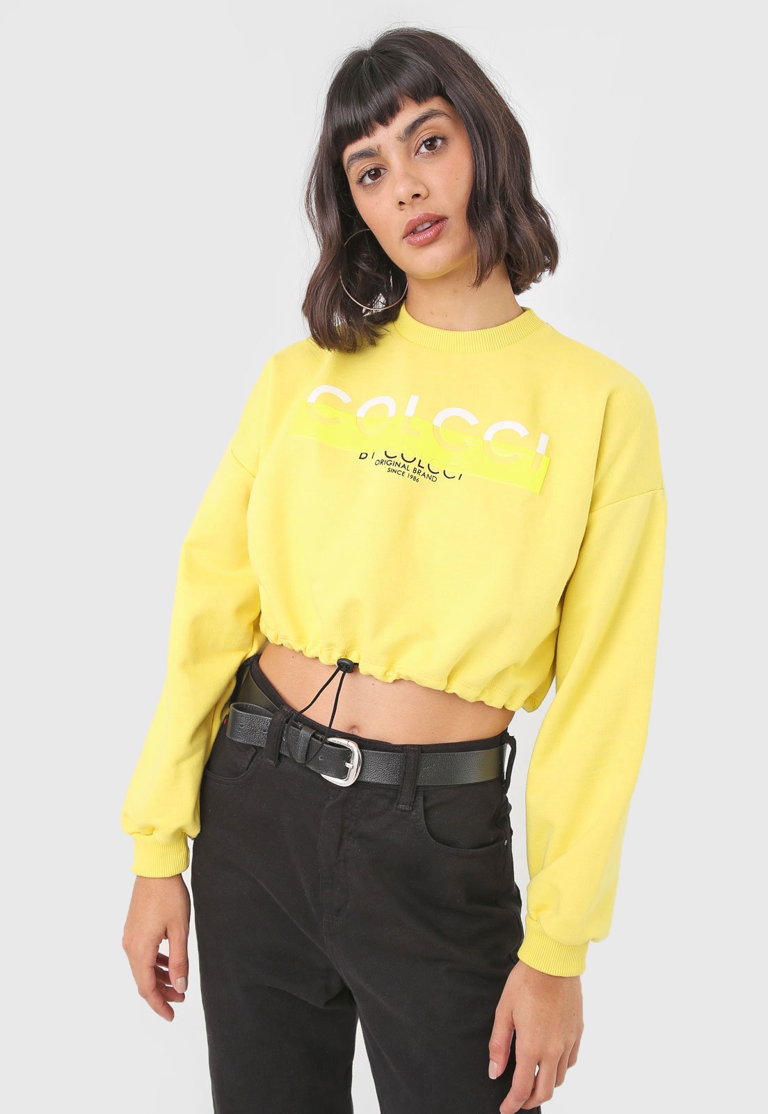 Moletom 2024 amarelo cropped