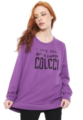 Moletom Fechado Colcci Lettering Roxa Menor preço em Moletom Fechado Colcci Lettering Roxa