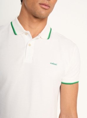 Polo Masculina com Frisos Contrastantes Colcci Off Shell