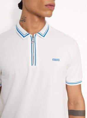 Polo Masculina com Zíper e Gola Retilínea Colcci Off Shell