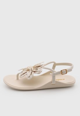 Rasteira Feminina Colcci Detalhe Flor Bege