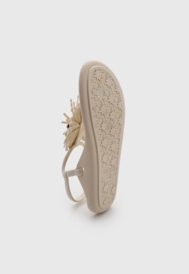 Rasteira Feminina Colcci Detalhe Flor Bege