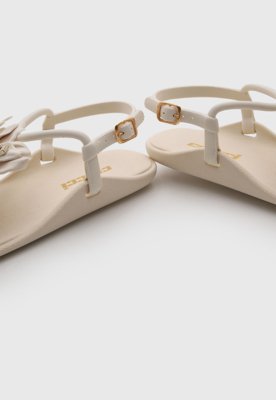 Rasteira Feminina Colcci Detalhe Flor Bege