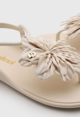 Rasteira Feminina Colcci Detalhe Flor Bege
