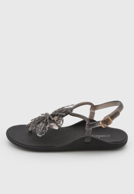 Rasteira Feminina Colcci Detalhe Floral Preta