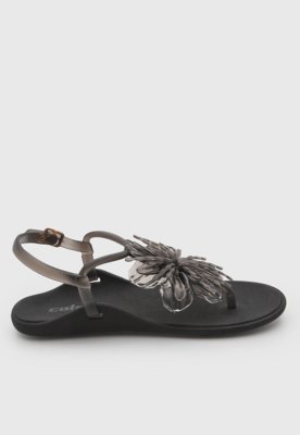 Rasteira Feminina Colcci Detalhe Floral Preta